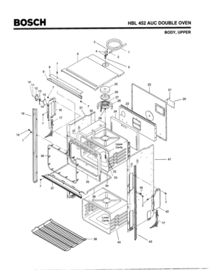 01 - BODY, UPPER Diagram and Parts List for HBL452AUC(FD8202-)  Bosch Wall Oven