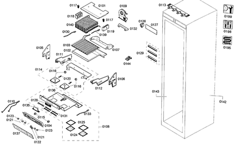 Freezer Assy Diagram and Parts List for T24IR70NSP 40 Thermador Refrigerator
