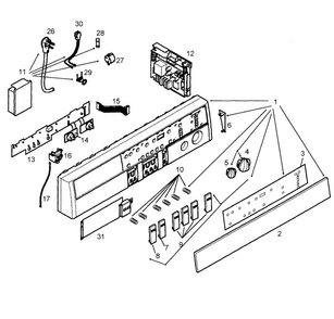Control Panel Diagram and Parts List for WTA3500UC 13 Bosch Dryer