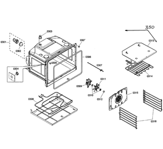 Oven Assy Diagram and Parts List for HBL3450UC 02 Bosch Wall Oven
