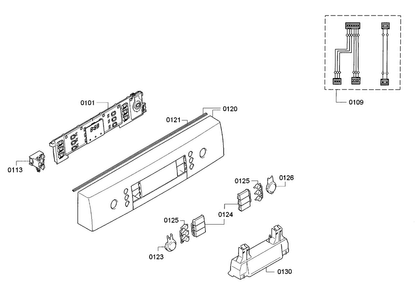Control Panel Diagram and Parts List for SPE5ES55UC 28 Bosch Dishwasher