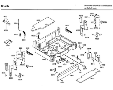 Base Diagram and Parts List for SHX46L15UC 33 Bosch Dishwasher