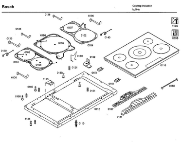 Induction Asy Diagram and Parts List for NIT8665UC 21 Bosch Cooktop