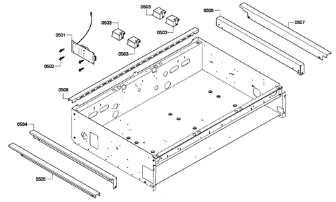 Cabinet Diagram and Parts List for PCG364GD-02  Thermador Cooktop