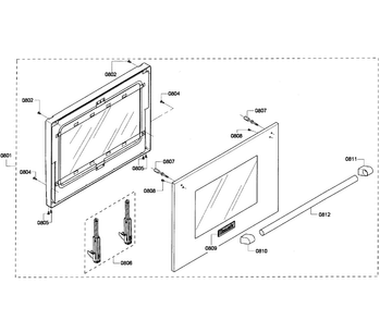 Door Assy Diagram and Parts List for PRD304GHU 04 Thermador Range