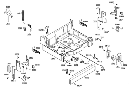 Base Assy Diagram and Parts List for SHE44C02UC 17 Bosch Dishwasher