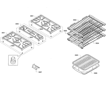 Grates/shelfs Diagram and Parts List for PRD304GHU 06 Thermador Range
