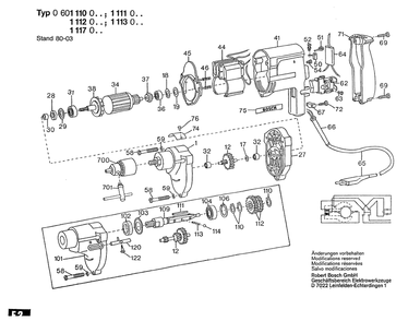 Section 1 Diagram and Parts List for 0601113046  Bosch Drill