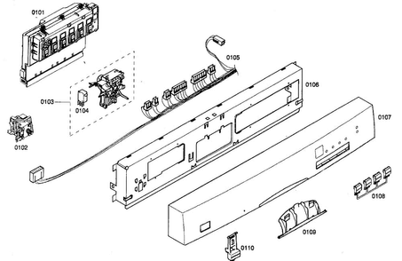 Control Panel Diagram and Parts List for SHE44C07UC 22 Bosch Dishwasher