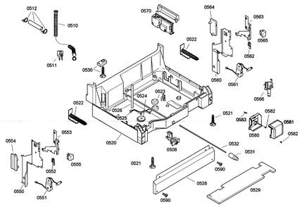 Base Diagram and Parts List for SGV45E03UC 18 Bosch Dishwasher