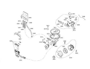 Pump/heater/sump Diagram and Parts List for SHE44C02UC 22 Bosch Dishwasher