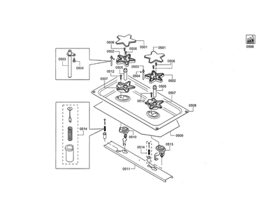 Jet Holder/Ignition Diagram and Parts List for PRD48JDSGU 09 Thermador Range