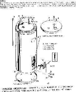 Non-functional Replacement Parts Diagram and Parts List for 153321370  Kenmore Water Heater