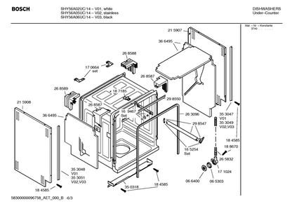 Diagram 3 Diagram and Parts List for SHY56A05UC-14  Bosch Dishwasher