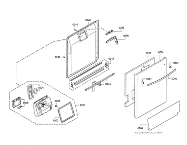Door/dispenser Diagram and Parts List for SHX9ER55UC 01 Bosch Dishwasher