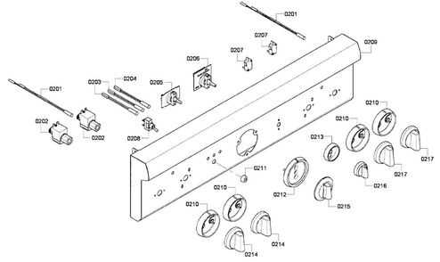 Controls Diagram and Parts List for PRD304GHU 01 Thermador Range