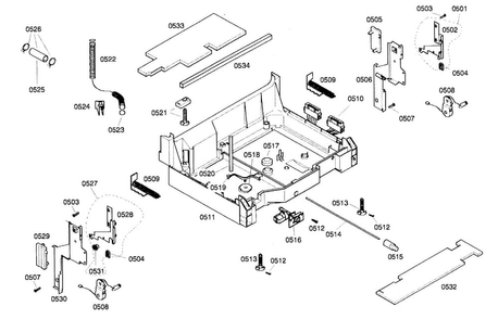 Base Assy 1 Diagram and Parts List for SHV57C03UC 22 Bosch Dishwasher
