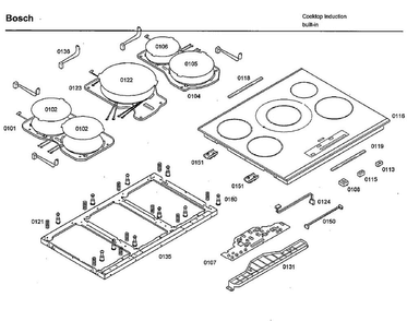 Induction Asy Diagram and Parts List for NIT8653UC 08 Bosch Cooktop