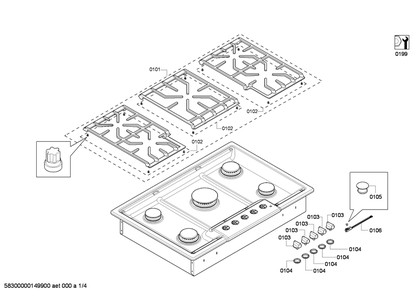 Diagram 1 Diagram and Parts List for NGM8054UC-03  Bosch Cooktop