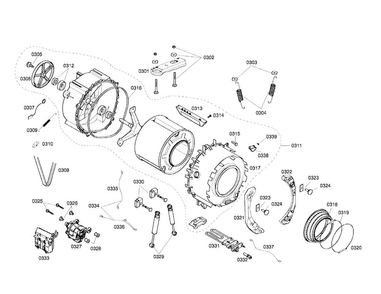 Drum Assembly Diagram and Parts List for WFMC640SUC 01 Bosch Washer
