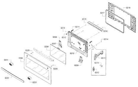 Door Diagram and Parts List for HMC80251UC 01 Bosch Microwave