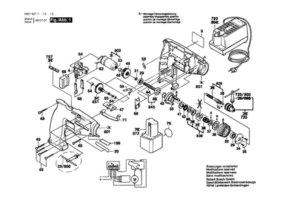 Section 1 Diagram and Parts List for 0601921227  Bosch Drill
