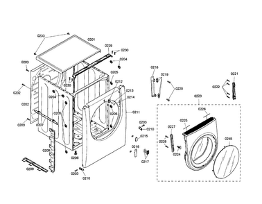 Body/door Diagram and Parts List for WTMC533SUS 02 Bosch Dryer