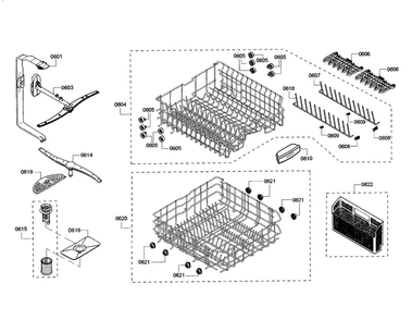 Rack Diagram and Parts List for SHV53T53UC 02 Bosch Dishwasher