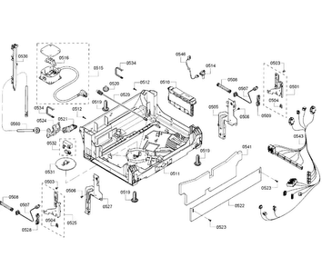 Base Assy Diagram and Parts List for SHX53T55UC 01 Bosch Dishwasher