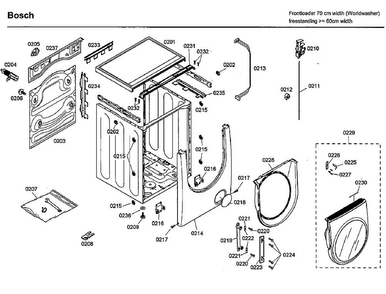 Cabinet/door Diagram and Parts List for WFMC3301UC 03 Bosch Washer