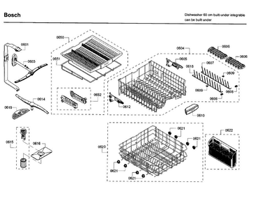 Rack Diagram and Parts List for SHX65T55UC 09 Bosch Dishwasher