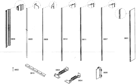 Profile Stripe Diagram and Parts List for T30IR70NSP-03  Thermador Refrigerator