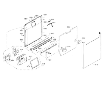 Door Diagram and Parts List for SHE65T52UC 02 Bosch Dishwasher