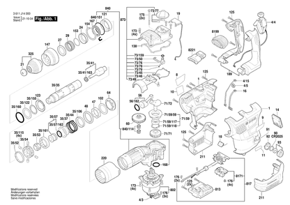 Diagram 1 Diagram and Parts List for GBH18V-34CF 3 611 J14 080 Bosch Hammer Drill