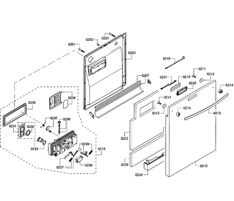 Door Assy Diagram and Parts List for SHX68R52UC 68 Bosch Dishwasher