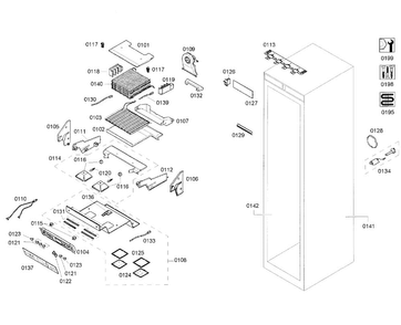 Cabinet Parts Diagram and Parts List for T18ID80NLP 40 Thermador Freezer