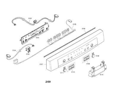 Fascia Panel/control Module Diagram and Parts List for SHE4AM12UC 01 Bosch Dishwasher