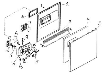 Door Assy Diagram and Parts List for SHU43C05UC 14 Bosch Dishwasher