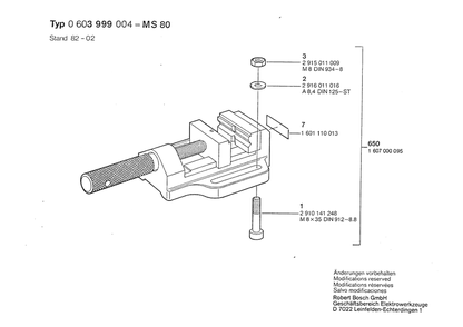 Section 1 Diagram and Parts List for 0603999004  Bosch Drill Press