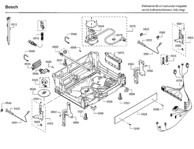 Base Diagram and Parts List for SHVM98W73N 01 Bosch Dishwasher
