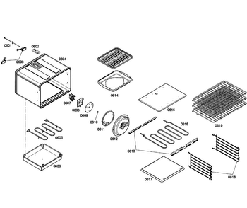 Oven Assy Diagram and Parts List for PD366BS 12 Thermador Range