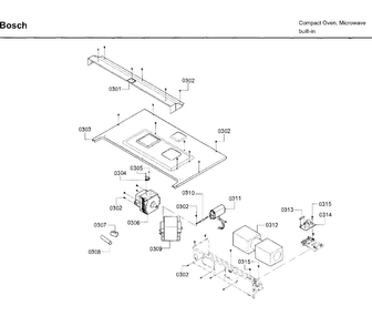 Electrical Parts Diagram and Parts List for HMC80152UC 01 Bosch Microwave