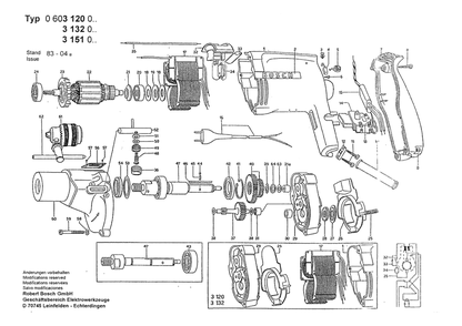 Section 1 Diagram and Parts List for M21S 0603120045 Bosch Drill