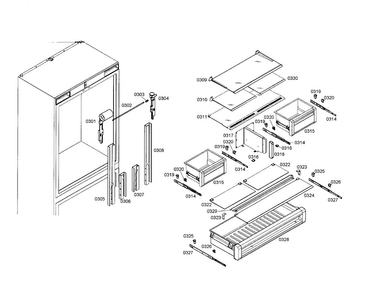 Shelves/drawers Diagram and Parts List for T36IB70CSS 01 Thermador Refrigerator