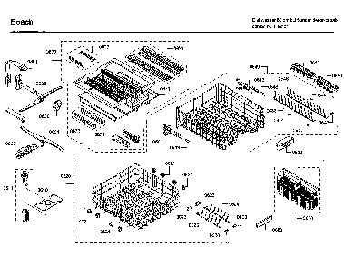Baskets Diagram and Parts List for SHE878WD6N 01 Bosch Dishwasher