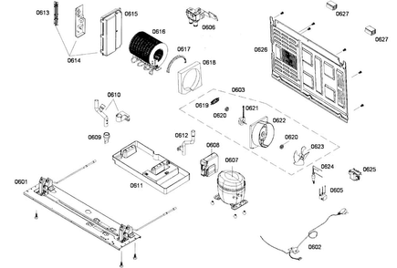 Compressor Diagram and Parts List for B22CS50SNS 01 Bosch Refrigerator