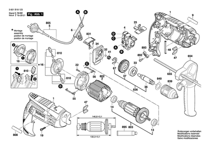 Diagram Diagram and Parts List for GSB1600 3 601 B18 1R0 Bosch Impact Driver
