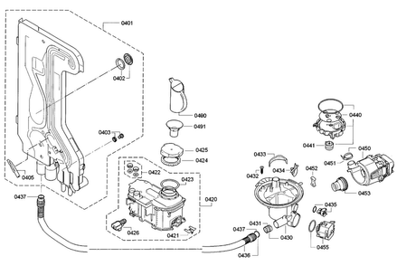Pump Diagram and Parts List for SGE63E06UC A3 Bosch Dishwasher