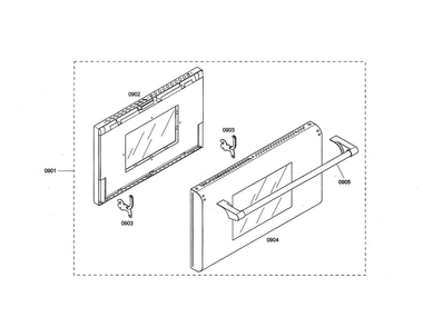 Door Diagram and Parts List for PDR364GDZS 06 Thermador Range