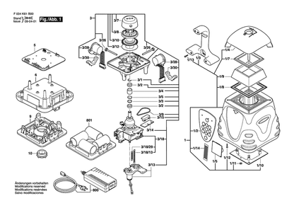 Section 1 Diagram and Parts List for ALHV-EU F034K61B00 Bosch Laser Level